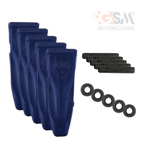 Juego de 5 Dientes Talla 35 Rockero con Arandela y Pasador