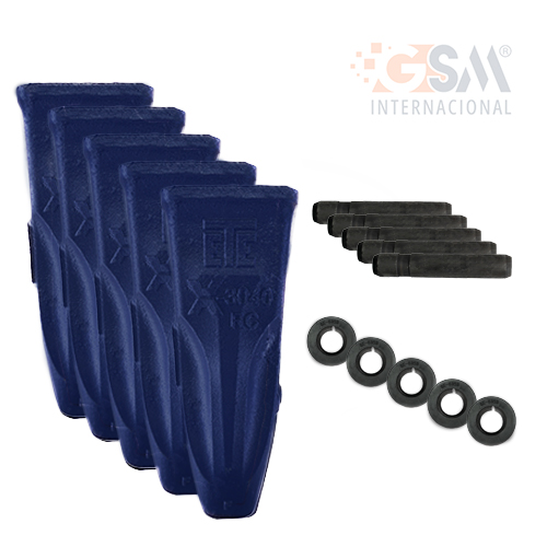 Juego de 5 Dientes Talla 40 Rockero con Arandela y Pasador